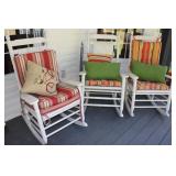 3pc. White Rocking Chairs w/ Cushions