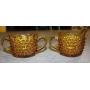 Vintage LE Smith Amber Glass Hobnail Cream/ Sugar