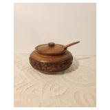 Hand Carved Tureen & Spoon