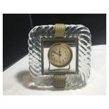 Leaded Crystal & Brass Easel Clock