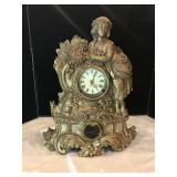 N Mueller Cast Iron Lady & Rabbits Clock