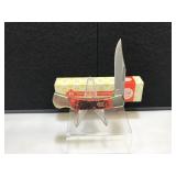 Kissing Crane Lock Back Hunter Red Bone Handle