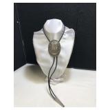 Hand Tooled Silver Bolo Tie