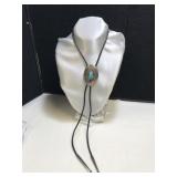 Sterling Bolo Tie With Oval Medallion