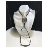 Silver Bolo Tie Tooled with Corn