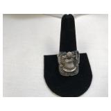Sterling Western Horse Saddle Ring