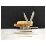 Kissing Crane Bird Amber Bone Handles