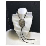 Silver Bolo Tie 3" Oval Medallion