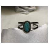 Sterling Cuff Bracelet with Large Center Stone