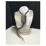 Silver Bolo Tie Engraved with A Buck
