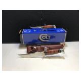 Colt 2 Knife Set Stacked Leather Handle