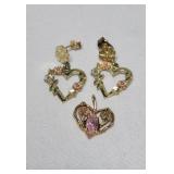 Gold Pendant and Earrings