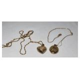 2 Gold Chains Marked 14K with Lockets