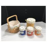Vntg Andrea West Basket & Goody Jars
