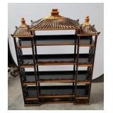 Black Lacquer & Gold Wall Hanging Oriental Shelf