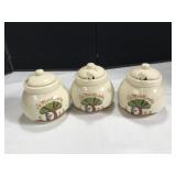 3 Vntg La Moutarde Mustard Pots