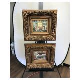 Pair of Oil on Canvas French Market Scenes