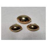 3 Football Charms Marked 14K Yellow Gold