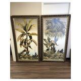 Pair of "Antique Palms" Transfer on Board