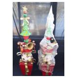 Pair of Metal Drum Christmas Topiaries