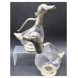 2pc Silver Plated Duck Decanters