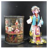 Chinese Silk Doll w/ Vtg Mini Japanese Geisha
