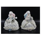 Porcelain Victorian Ladies Playing Instruments