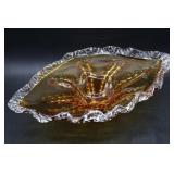 Hand Blown Art Glass Amber Fruit Bowl