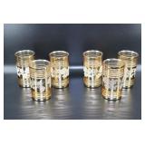 Vintage 6pc. Gold Trim Etched Cocktail Glasses