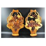 Intarsia Wood Art Fruit/ Floral Basket Wall Hangs