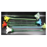 Glass Hand Blown Flowers w/ Stems