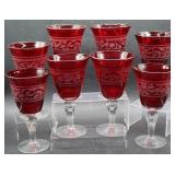8pc Artland Etched Ruby Red Water Goblets