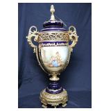 ACF French Limoge Cobalt Gilded Urn