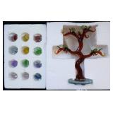 Fengshui Glass Tree w/Quartz Crystal Fruits Paperw