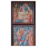 2pc Framed Cornwall England Tapestries