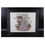 Vintage Nursery Needle Point Framed