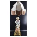 Vntg Porcelain Figure & Brass Lamp
