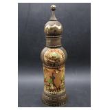 Vntg Signed Russian Folk Hand Crafted Wood Bottle
