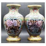 2pc Chinese Cloisonne Enamel Vases