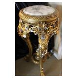 French Hand Carved Wooden Marble Top Stand