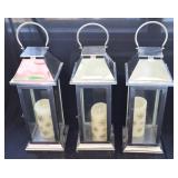 3pc Metal Lanterns w/Candles