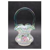 Fenton Signed Shelly Hopkins Glass Basket