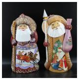 Signed Hand Painted/ Carved Wooden Russian Santas