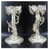 Vtg Silver Plated 2pc Silver Smiths Candle Holders