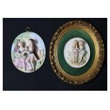 2pc Porcelain Plaques - One Framed