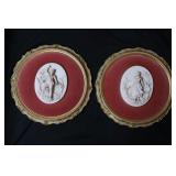 Pair of Framed Dresden Meissen Porcelain Plaques