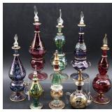 8pc Egyptian Hand Blown Glass Perfume Bottles