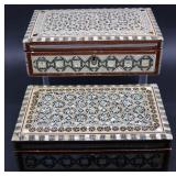 2pc Mother of Pearl Inlaid Jewelry Boxes