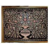 Vintage Indian Embroidered Beaded Art Framed