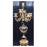 Italian Neoclassical Style Brass & Marble Candelab